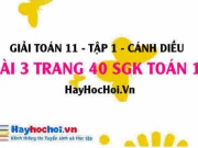 Giải bài 3 trang 40 Toán 11 tập 1 SGK Cánh Diều
